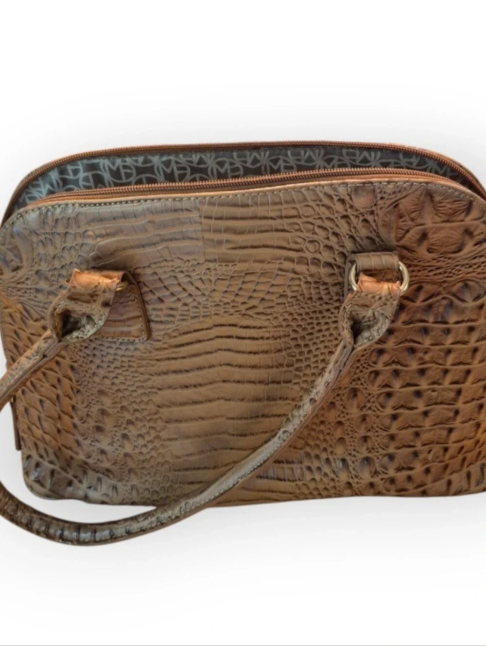Mark Fisher Vintage Croc-Embossed Dome  Satchel in Brown